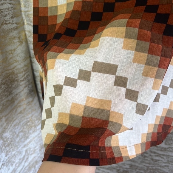 Vintage🧚♀️Chance Zigzag Print Short Sleeve Blouse - Picture 6 of 16